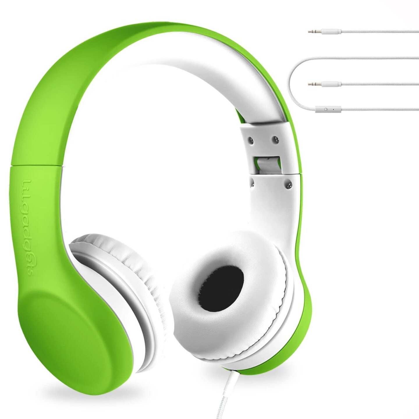 LilGadgets Connect+ Wired Kids Headphones for School with Microphone, Volume Limiting &#x26; Noise Reduction On-Ear Headset with Cord, SharePort Technology &#x26; SoftTouch Padding, Green