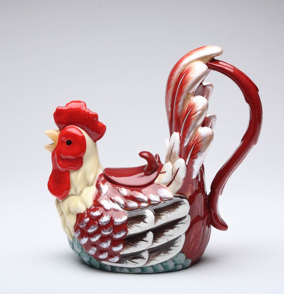 Ceramic Red Rooster Teapot, Gift for Her, Gift for Mom, Tea Party D&#xE9;cor, Caf&#xE9; D&#xE9;cor, Fall Thanksgiving D&#xE9;cor, Farmhouse Decor