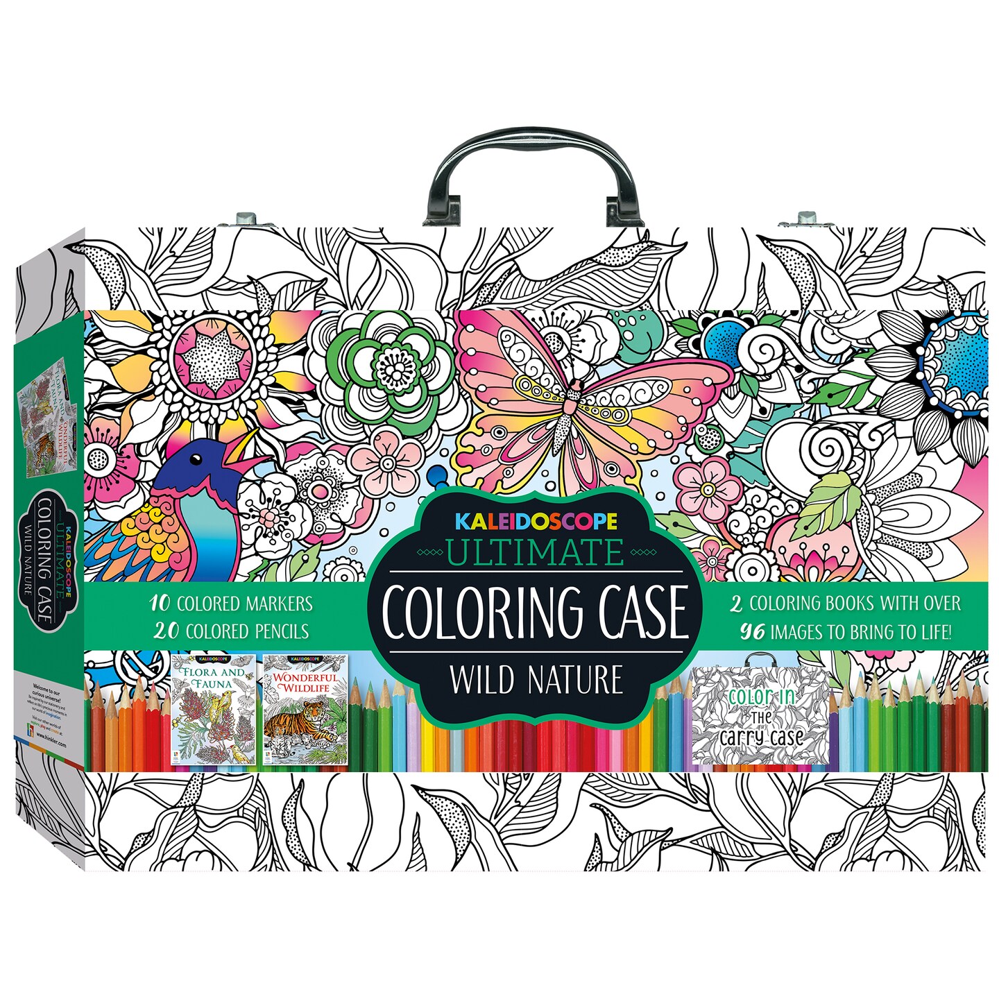 Kaleidoscope: Ultimate Coloring Nature Carry Case Art Kit W/ 2 Coloring Books, Colored Pencils, Fineliner Markers
