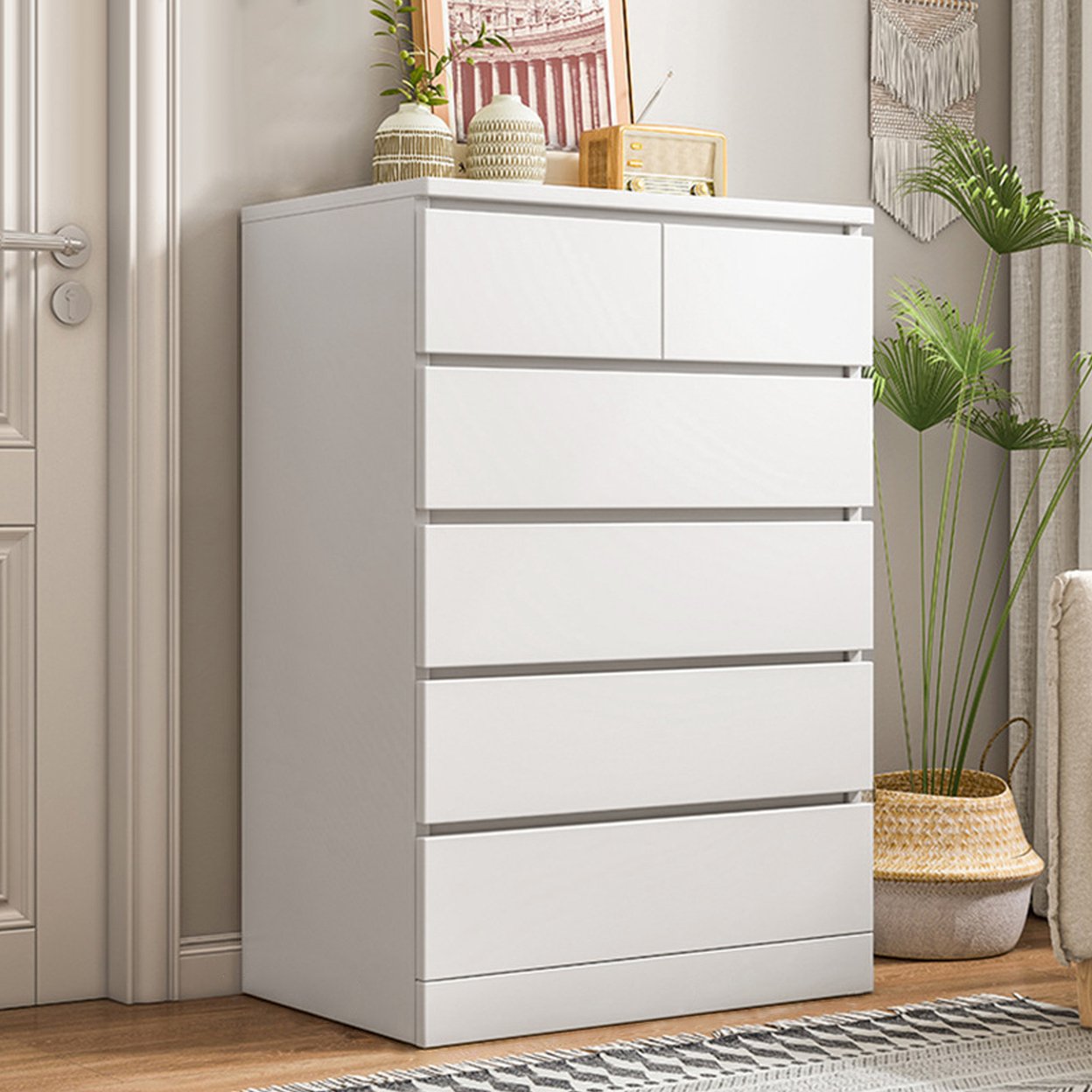 Dresser White Dresser Bedroom Dresser And Chests Of Drawers Tall Dresser With 6 Wood Drawers Large Wood Dresser For