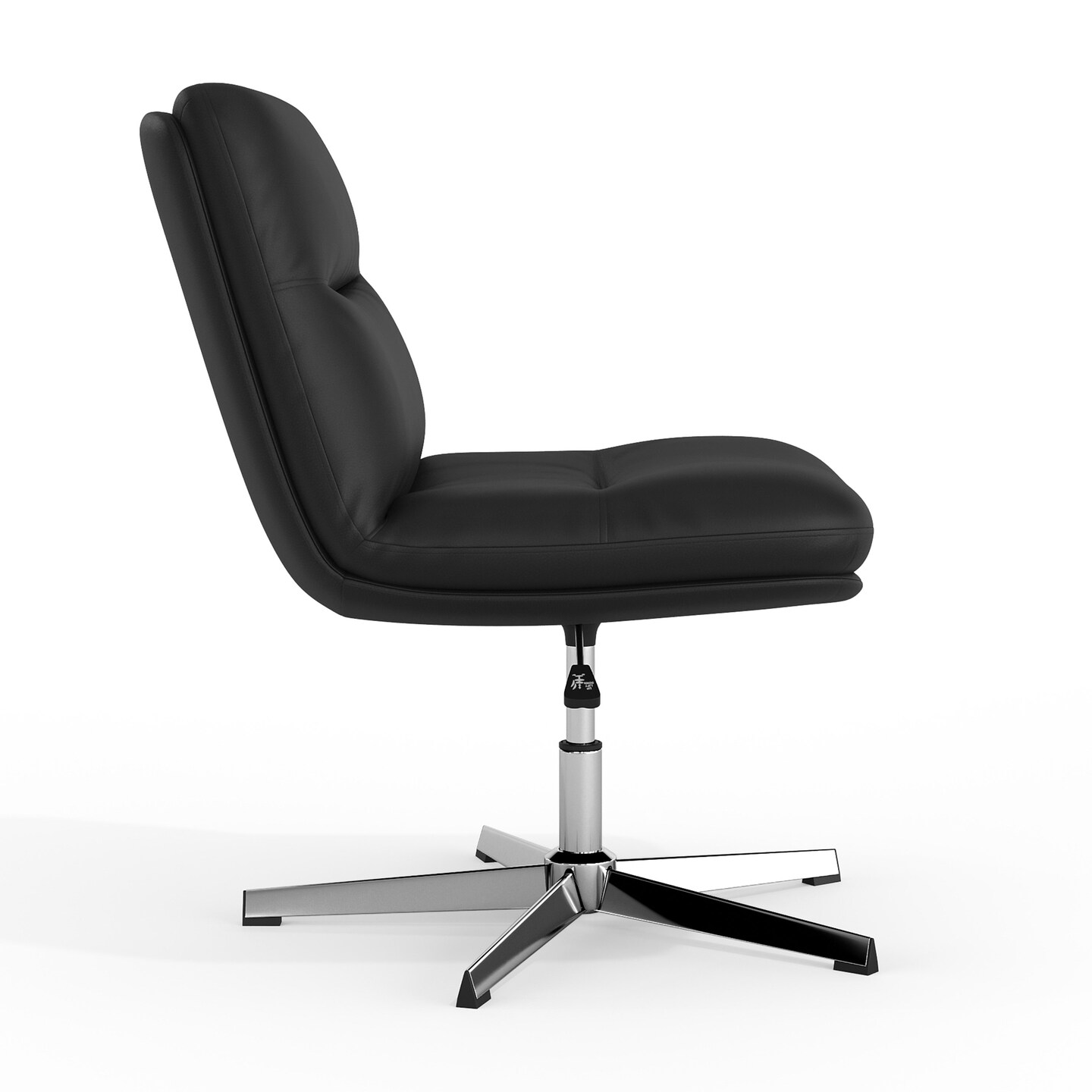 Merrick Lane Biel Mid-Back Height-Adjustable Stationary Armless Swivel Office Chair - Padded Upholstered Wide Back and Seat, Strong Frame