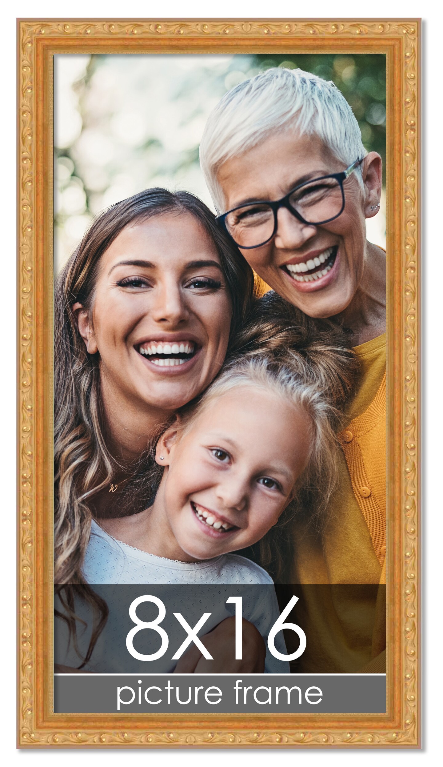 8x16 Museum-Quality Picture Frame with UV-Resistant Acrylic & Acid-Free Backing, Available in 4 Finishes - Gold, Silver, Bronze, and Black