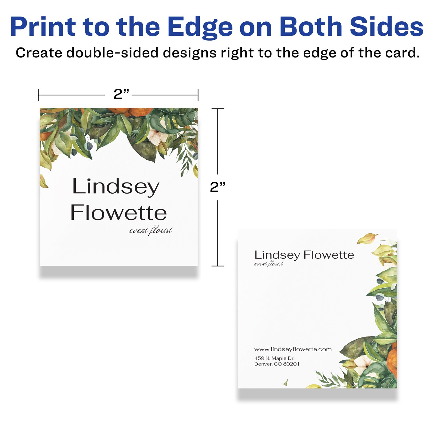 Avery Printable Matte White Cards with Sure Feed, 2&#x22; x 2&#x22; Square