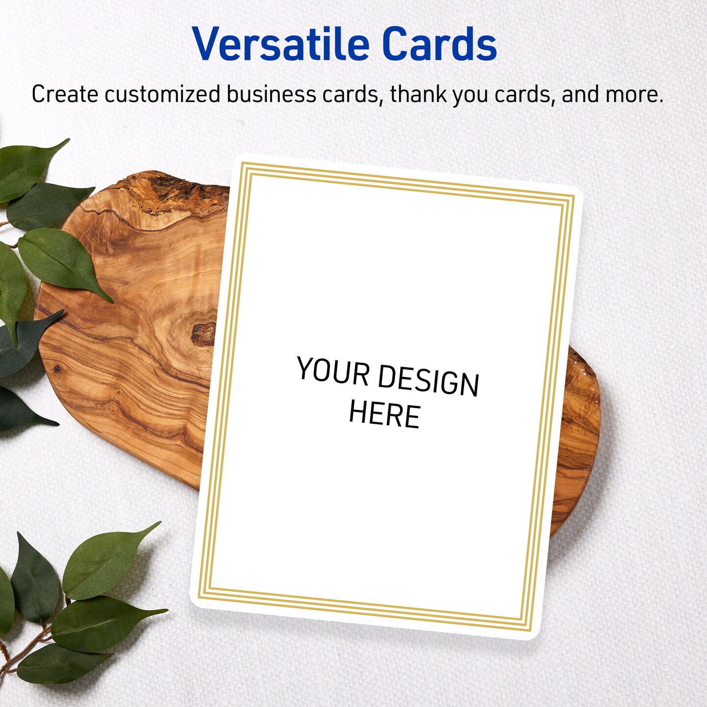 Avery Printable Rectangle Postcards with Rounded Corners, Gold Multi-Lined Border, 4.25&#x22; x 5.5&#x22;, Matte White Rectangle Postcards with Rounded Corners, Laser/Inkjet, 20ct, Great for Postcards