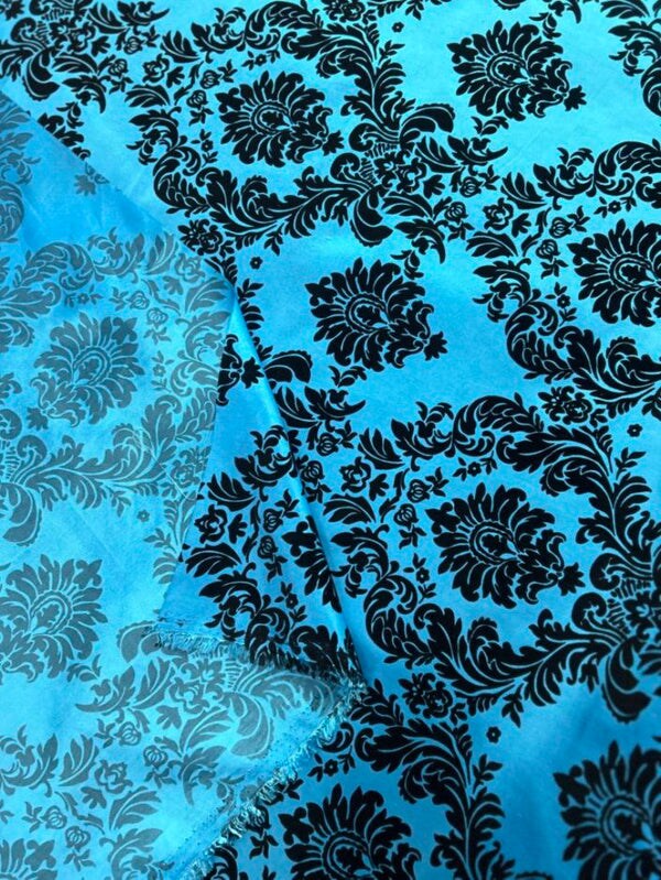 1 Yard Elegant Flocked Damask Taffeta Fabric for Events &#x26; Home - 58&#x22; Width