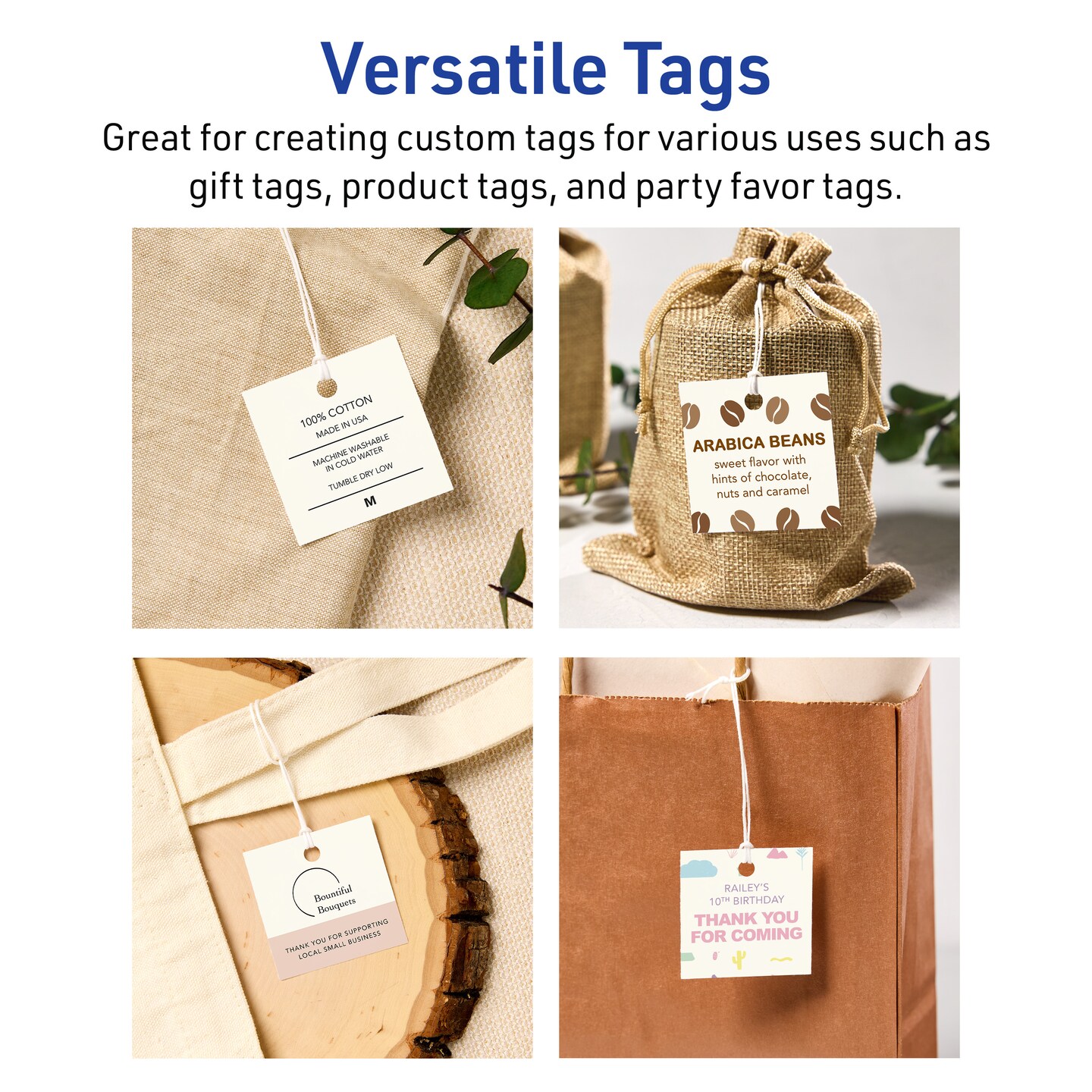 2&#x22; x 2&#x22; Square, Matte Ivory Printable Tags