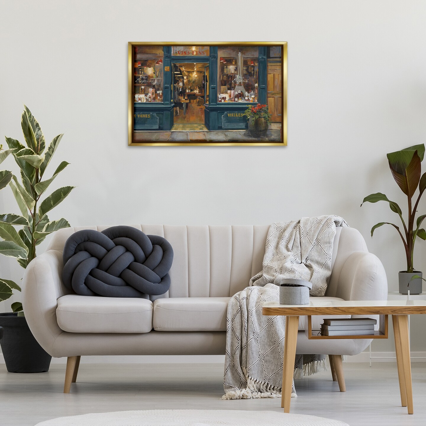 Stupell Industries Parisian Wine Shop Framed Floater Canvas Wall Art Design by Marilyn Hageman