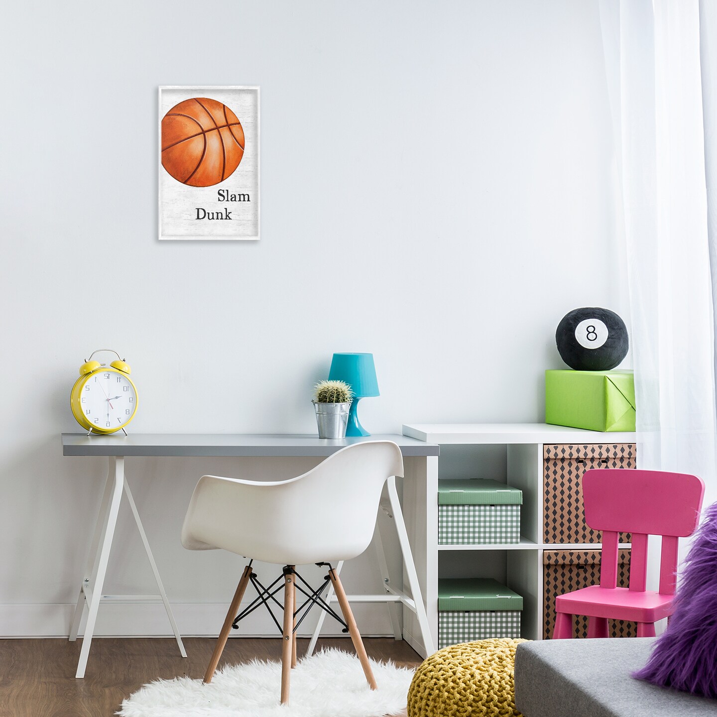 Stupell Industries Slam Dunk Basketball Framed Giclee Wall Art Design by JJ Design House LLC