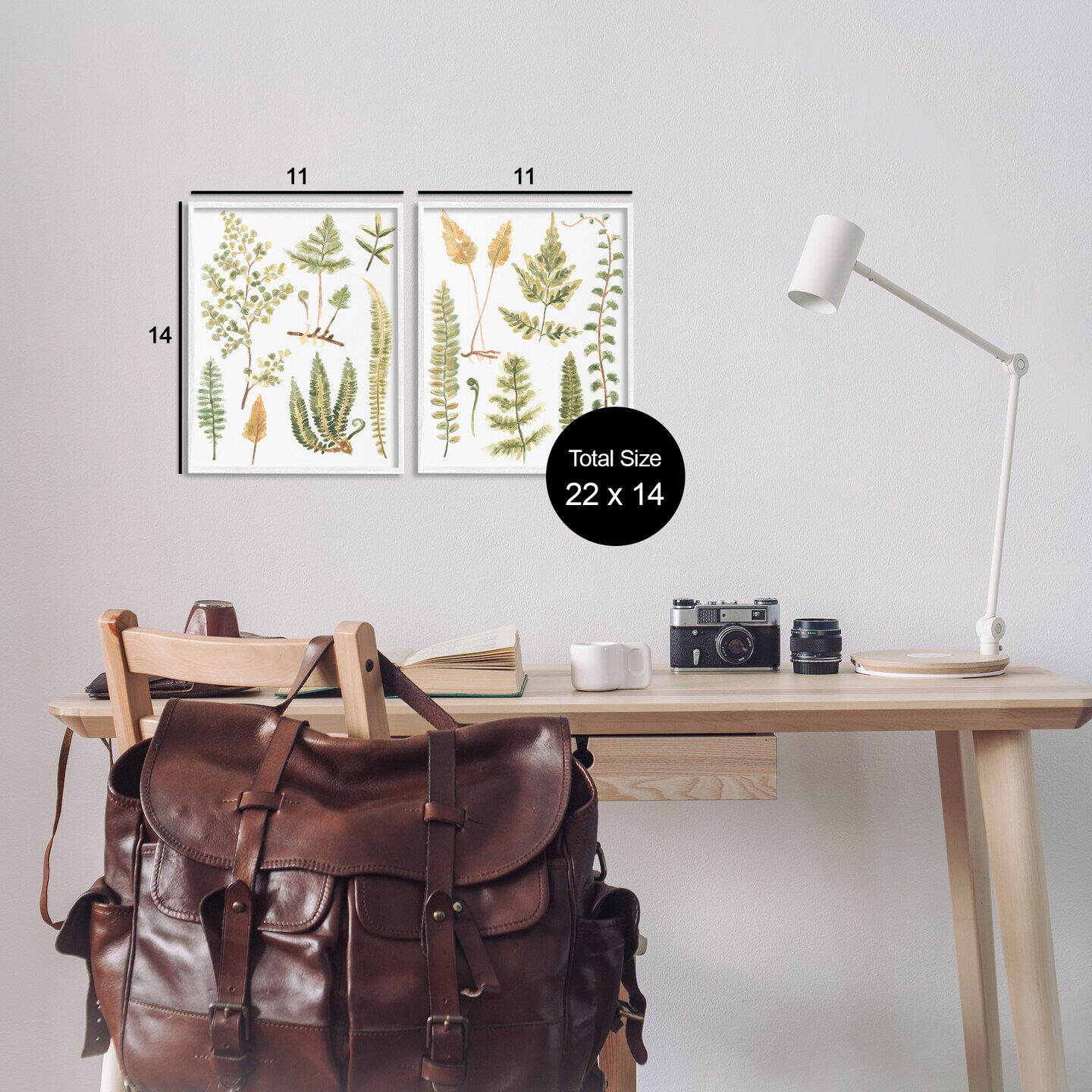 Stupell Industries Watercolor Fern Leaves 2 pc Framed Giclee Wall Art Set Design by June Erica Vess