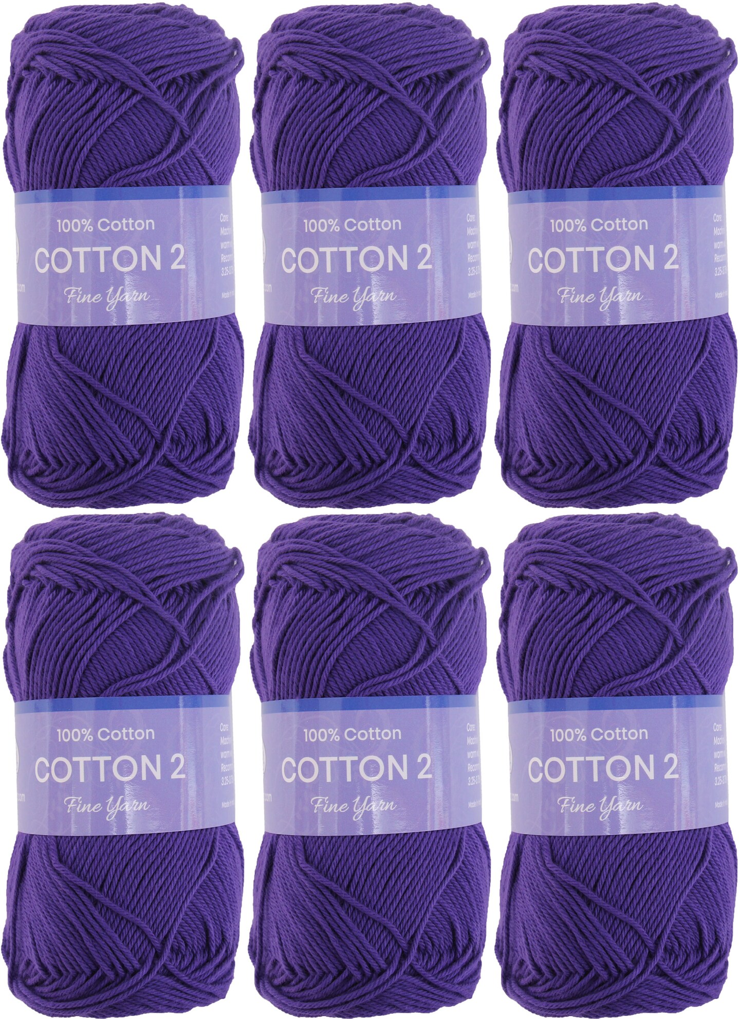 Threadart 100% Pure Cotton Crochet Yarn Size 2 | 50 gram Skeins |165 yds per Skein | Fine #2 | Singles, 3 Packs, & 6 Packs