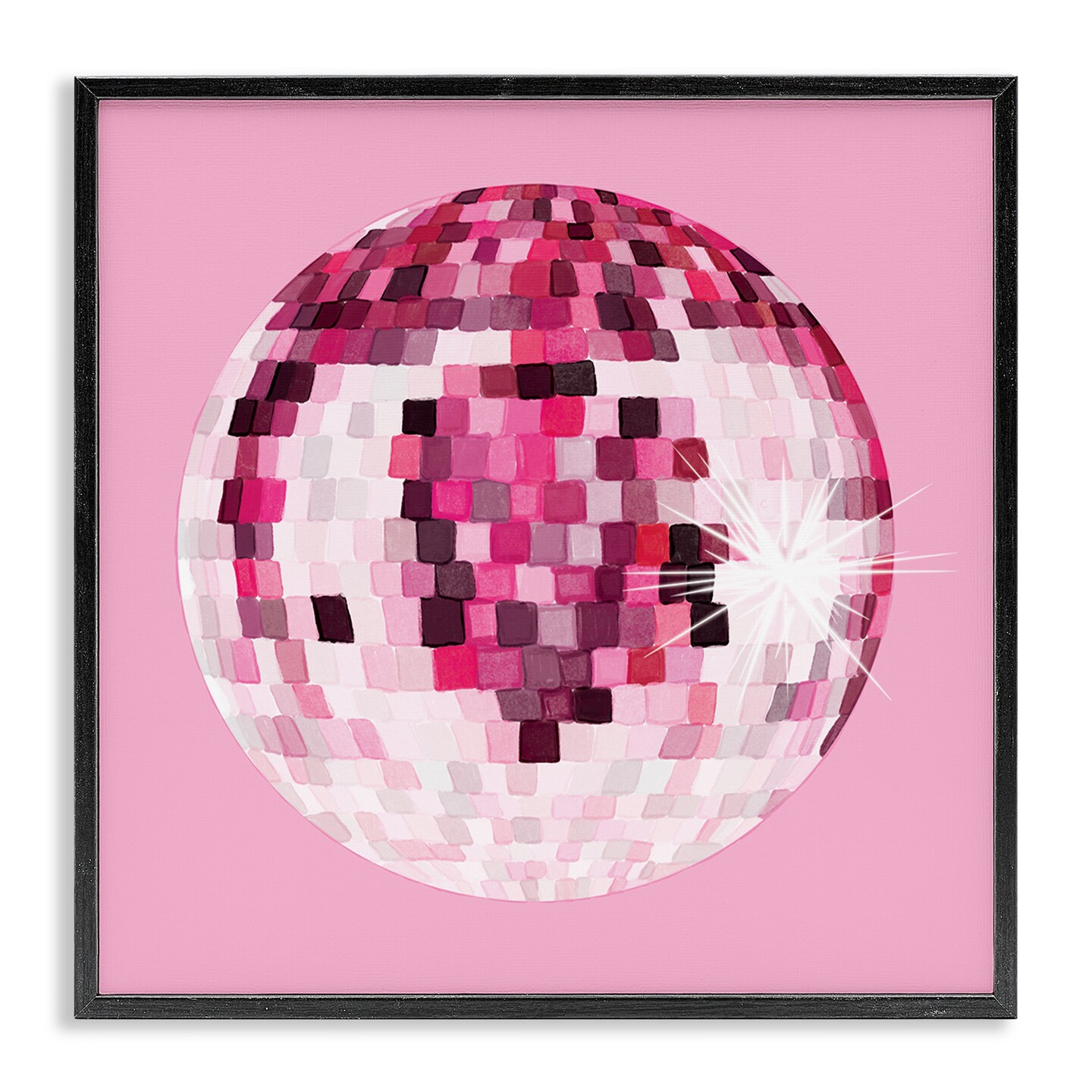 Stupell Industries Dazzling Pink Disco Ball Framed Giclee Art