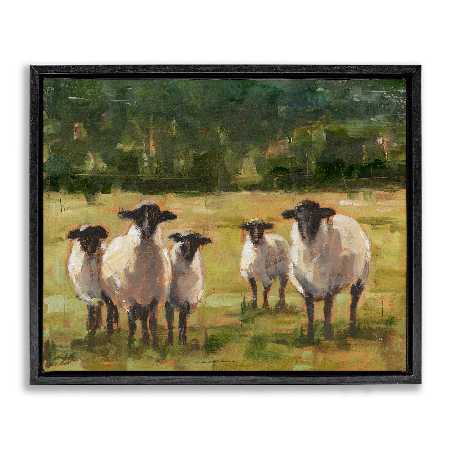 Stupell Industries Flock of Sheep Painting Framed Floater Canvas Wall Art