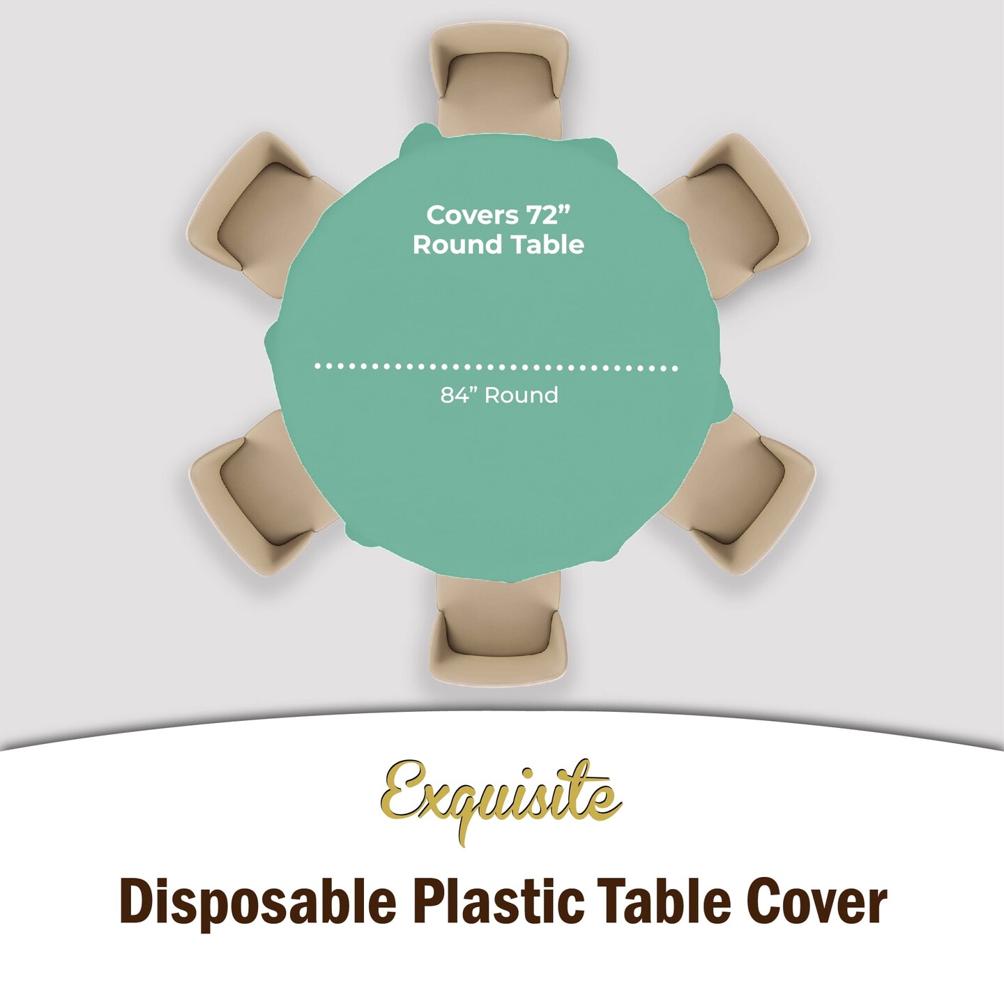 Exquisite Disposable Round Plastic Tablecloths – 6 Pack 84" Disposable Table Cloths – Indoor/Outdoor Party Tablecloth – Round Plastic Table Cover for Events & Party Supplies