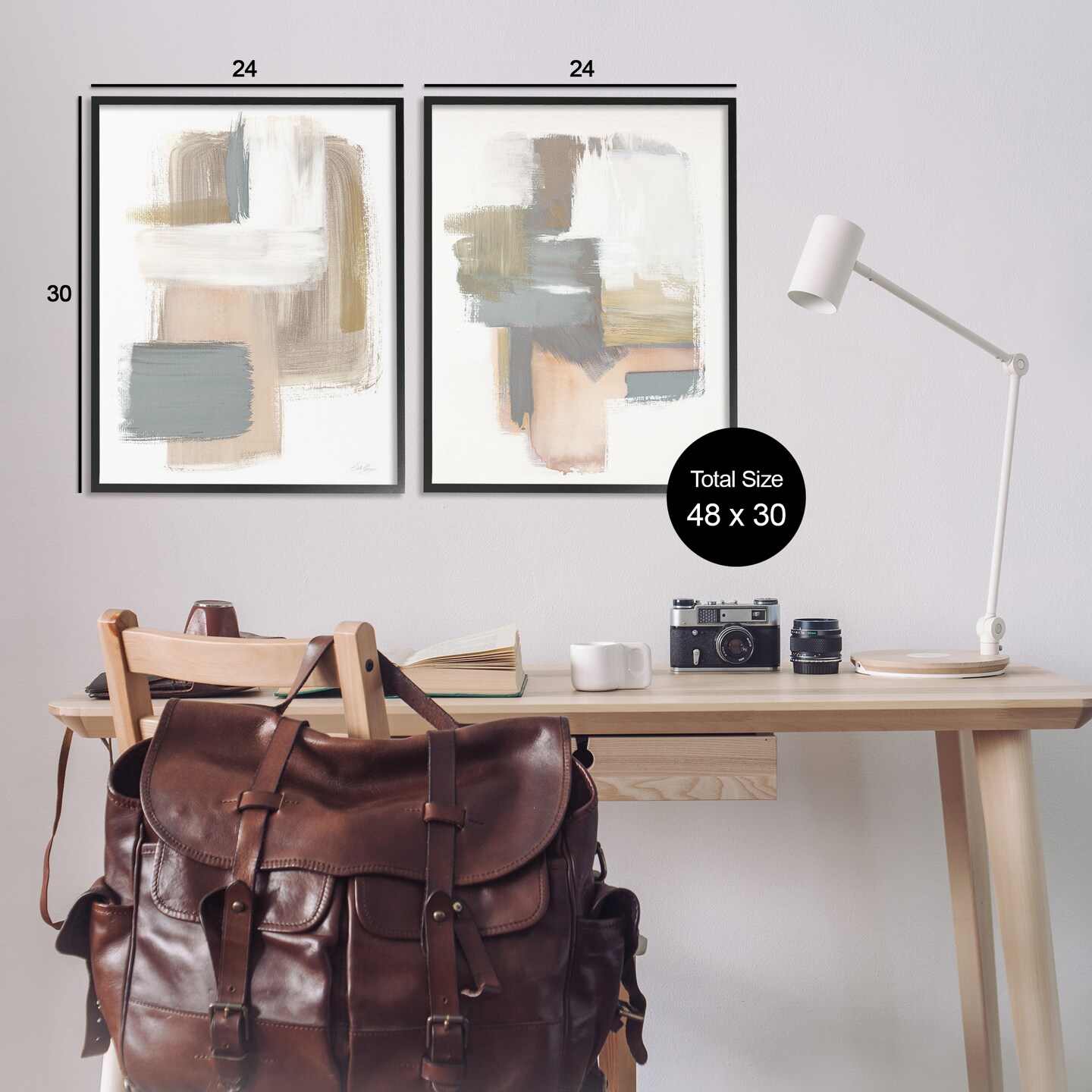 Stupell Industries Abstract Beige Brush Stroked Neutrals 2 pc Framed Giclee Wall Art Set Design by Stella Chang