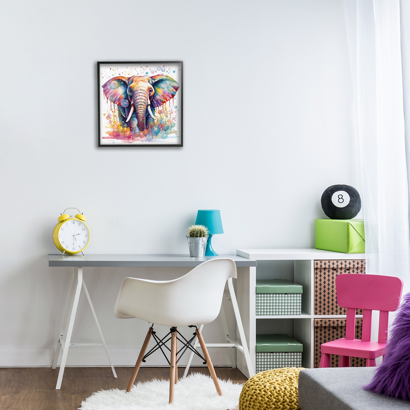 Stupell Industries Bubble Pattern Elephant Framed Giclee Wall Art Design by Mary Cunningham