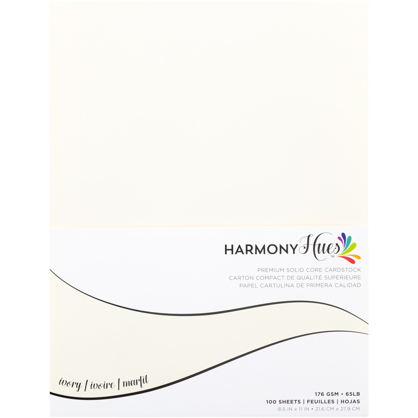 Harmony Hues 65# Cardstock 8.5&#x22;X11&#x22; 100/Pkg-Ivory