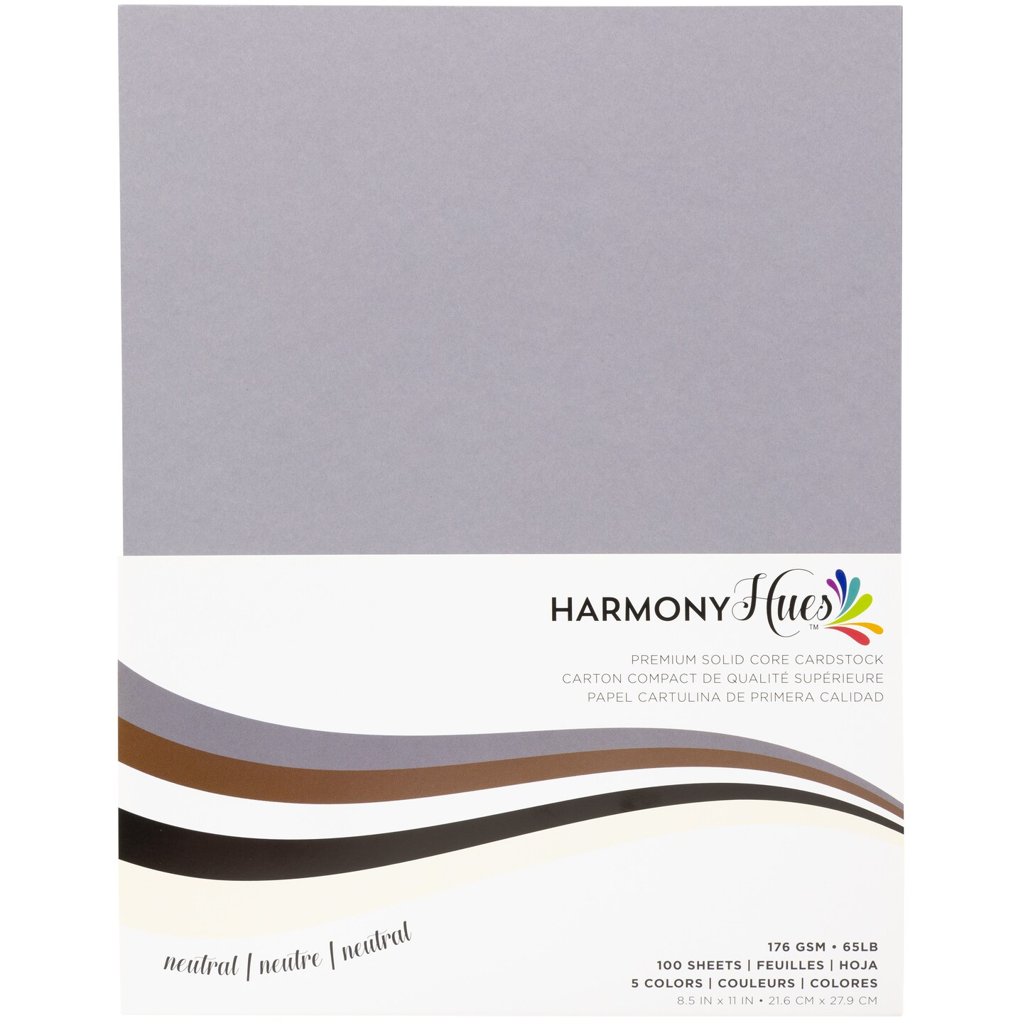 Harmony Hues 65# Cardstock 8.5&#x22;X11&#x22; 100/Pkg-Neutral
