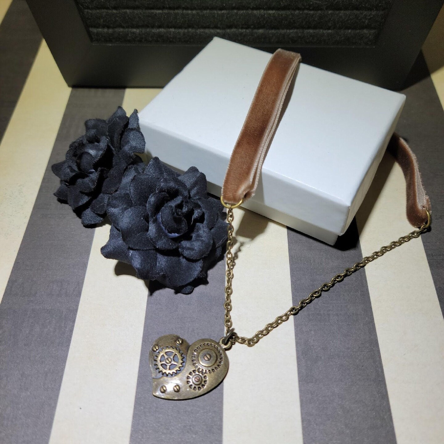 product name is Romantic Heart Choker | Unique Steampunk Choker for Women | Steampunk Heart Choker | Perfect Gift For Her