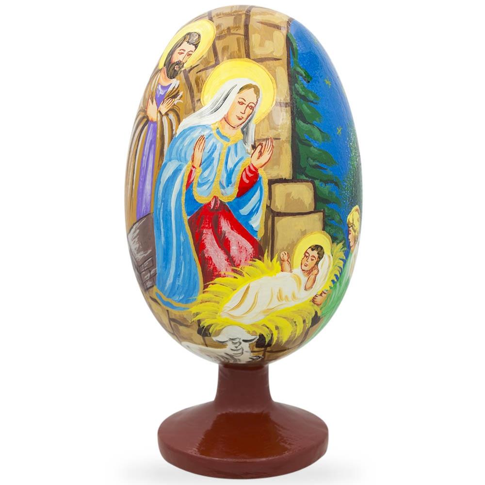 Virgin Mary with Jesus Nativity Wooden Figurine 4.75 Inches