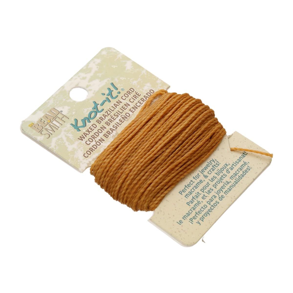 The Beadsmith Waxed Brazilian Cord, 0.7 mm Diameter, Light Wax, 15 Yards (13.7 m)