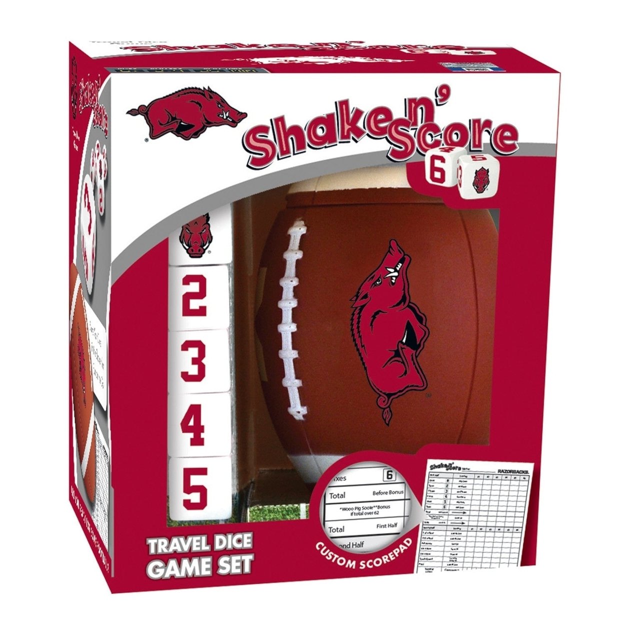 Arkansas Razorbacks Shake N Score Dice Game Ncaa Travel Game Team Dice Cup
