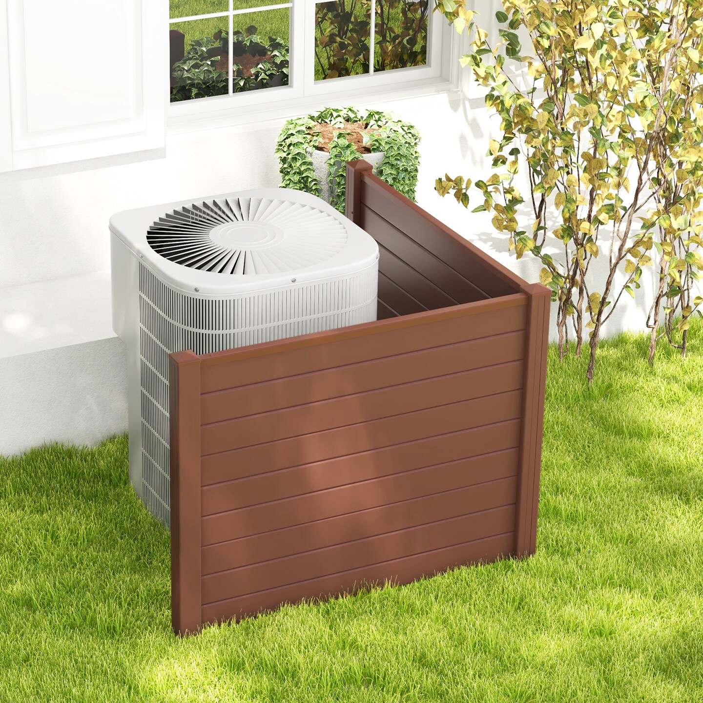 PVC Outdoor Privacy Fence 48x37.5 Easy Install Windproof 2 Panels