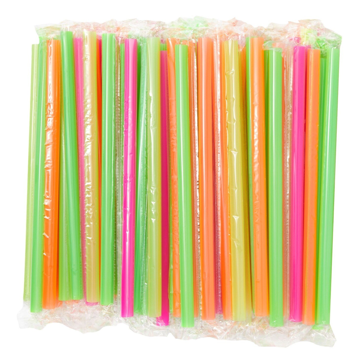 100-Pieces of Plastic Disposable Jumbo Straws Individually Wrapped 10 Inches Long Straws for Boba, Fruit Smoothies, Milkshakes, Bubble Tea (4 Colors, 0.5 Inch Diameter)