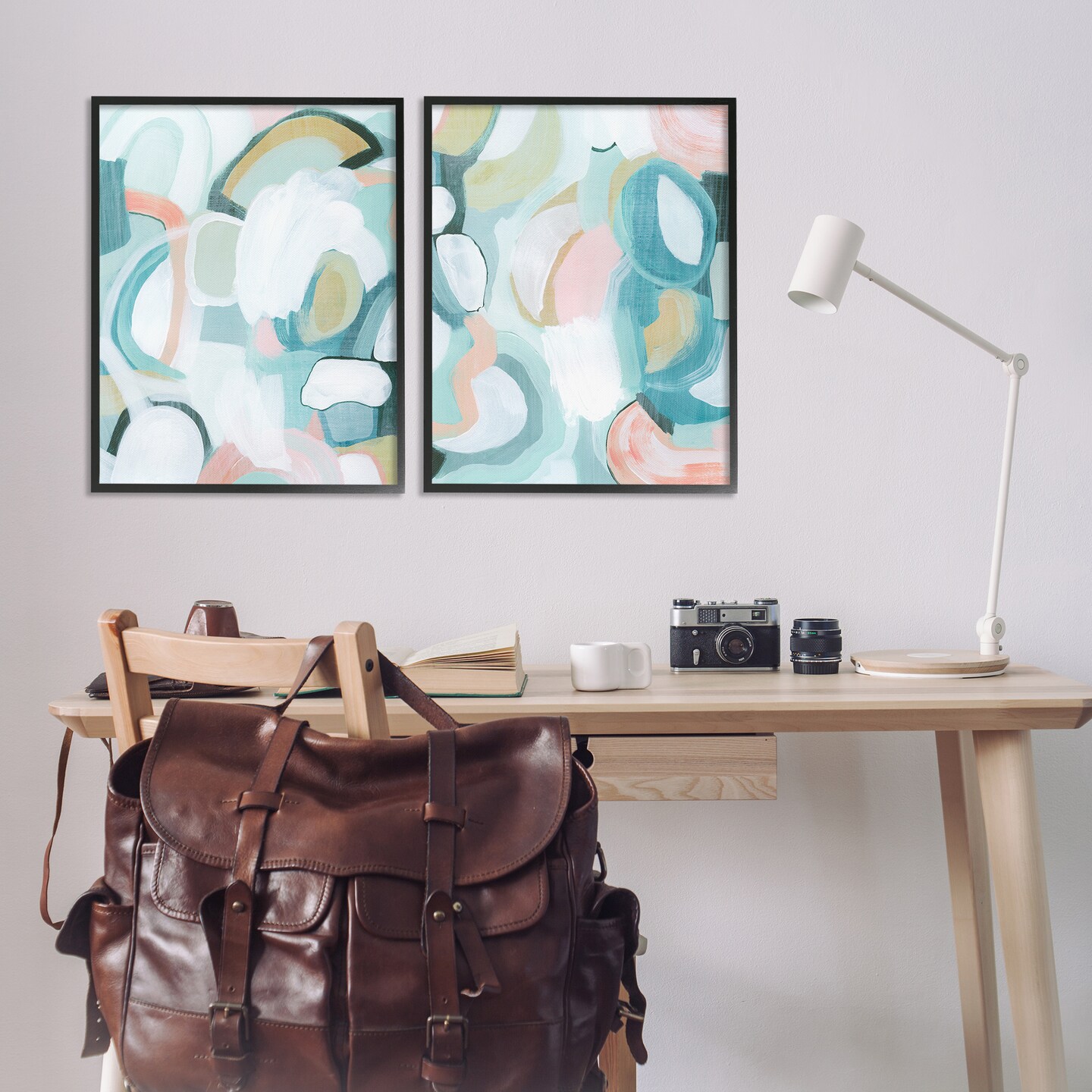 Stupell Industries Pastel Pink & Blue 2pc Framed Giclee Wall Art Set Design by Grace Popp