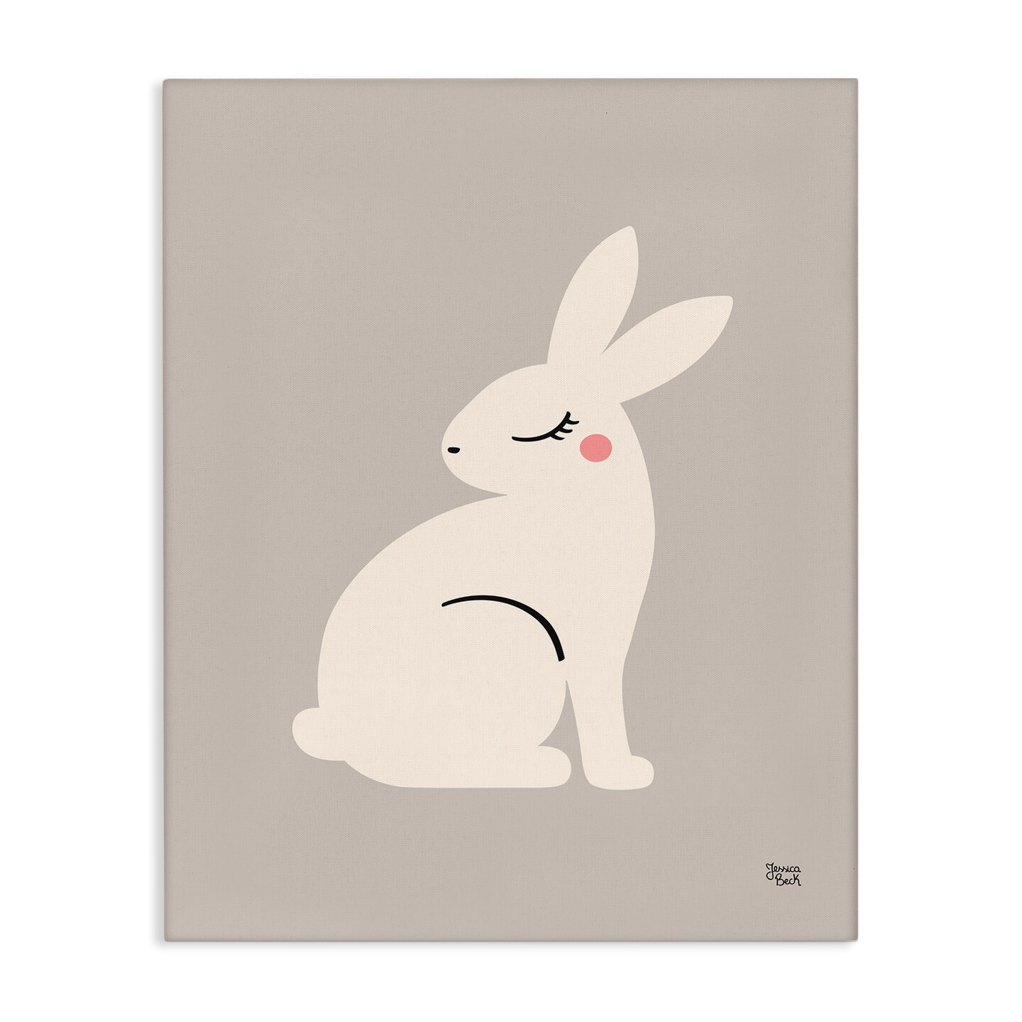 Stupell Industries Minimal White Rabbit Canvas Wall Art Design by Jessica Beck