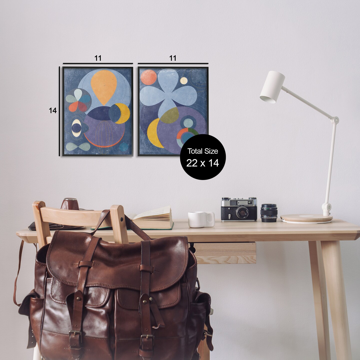 Stupell Industries Retro Mixed Shapes 2pc Framed Giclee Wall Art Set Design by Victoria Barnes