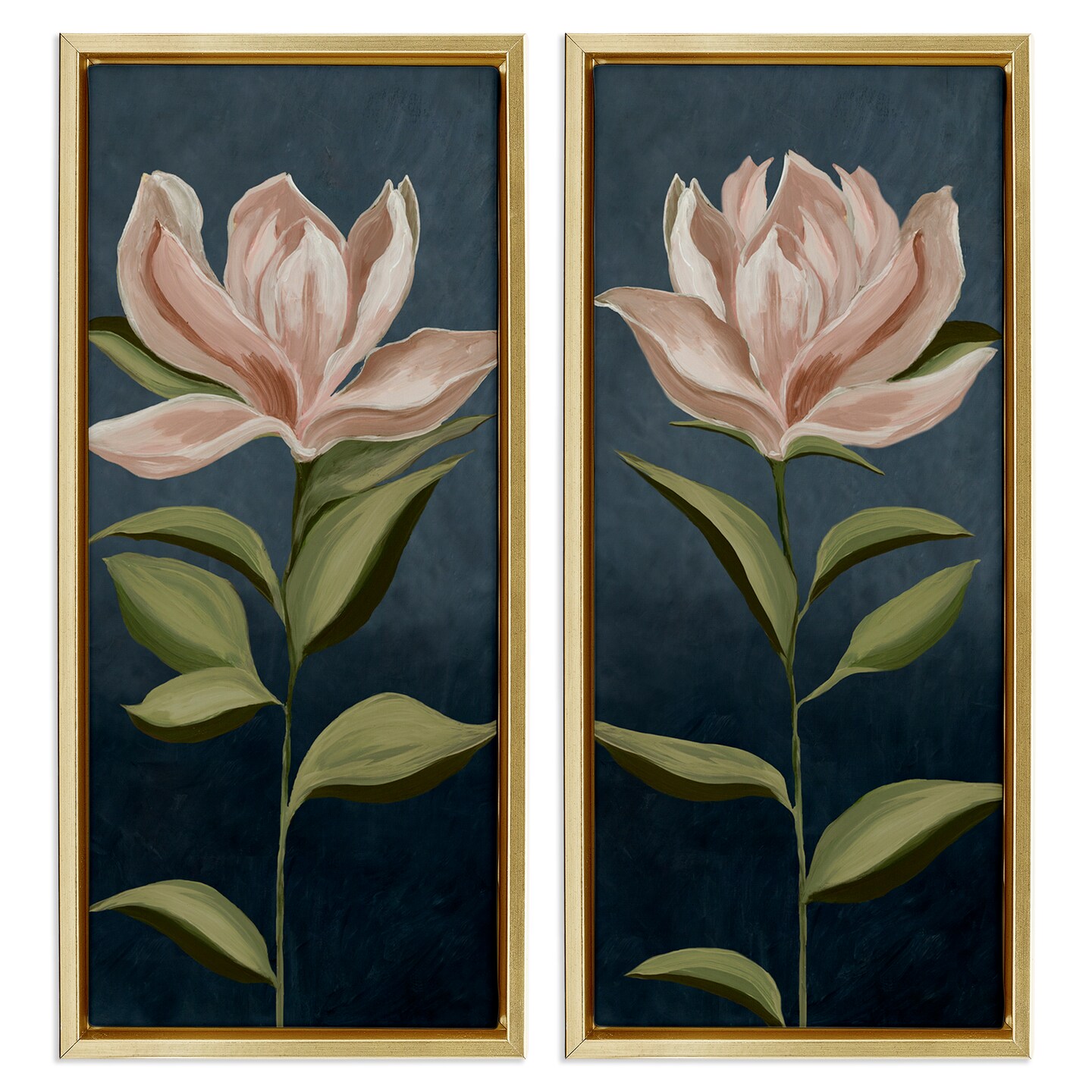 Stupell Industries Pink Petaled Blooms 2pc Floater Framed Canvas Wall Art Set Design by Jacob Q