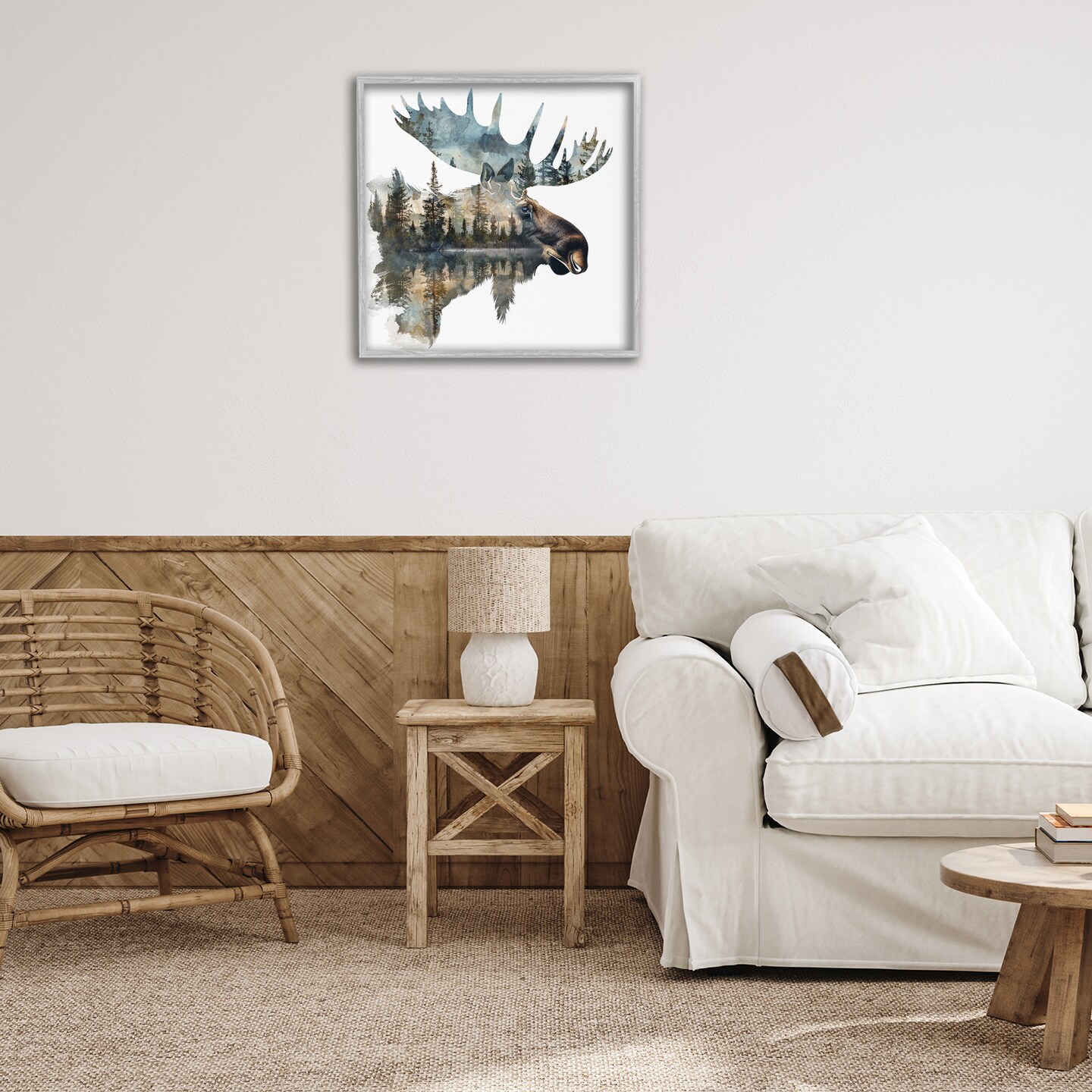 Stupell Industries Moose Head Silhouette Framed Giclee Wall Art Design by LSR Design Studio