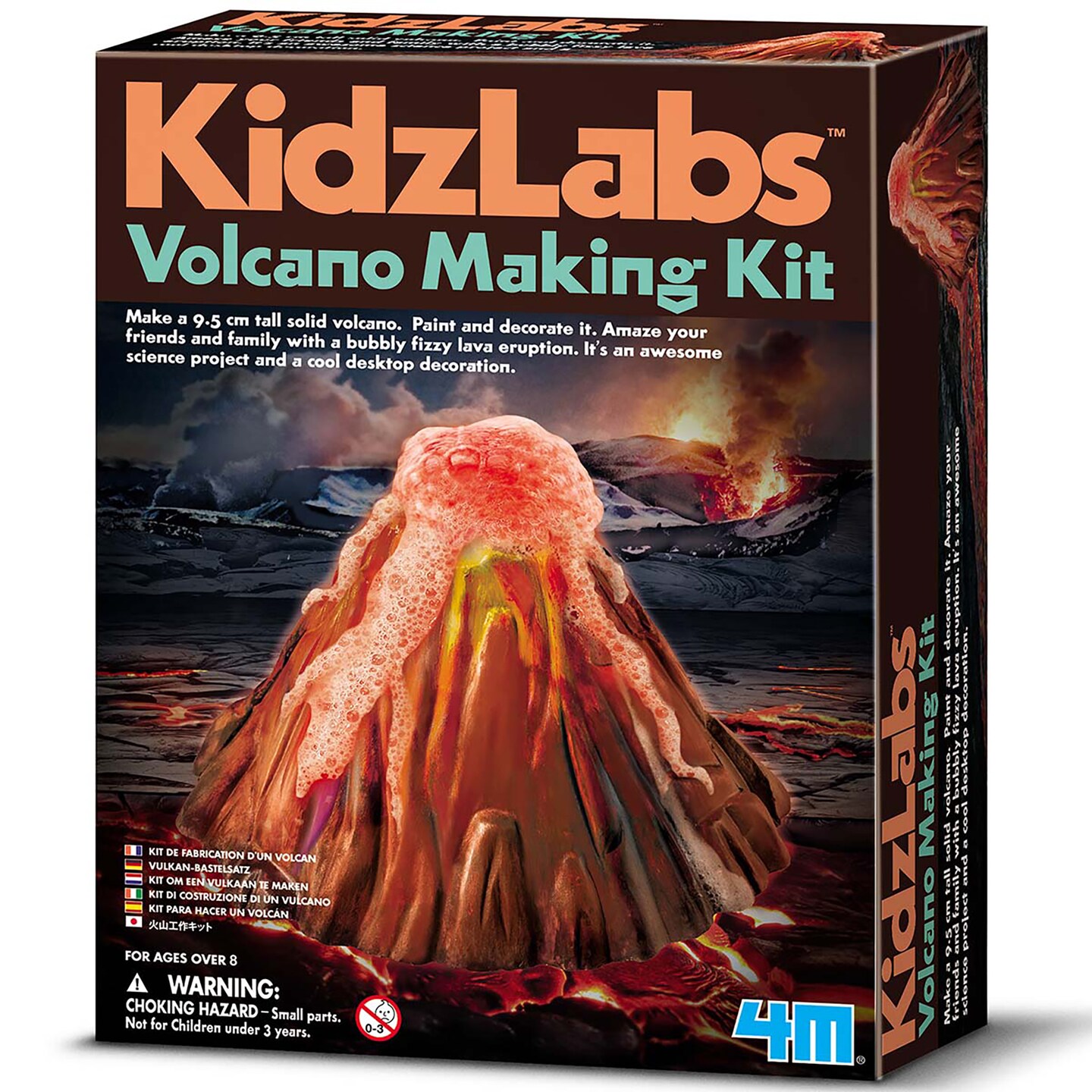 4M: KidzLabs - Volcano Making Kit - DIY Science Simulated Eruption Kit, Construct-Paint-Erupt, Bubbly Lava Chemical Reaction, STEM Experiment, Kids 8+