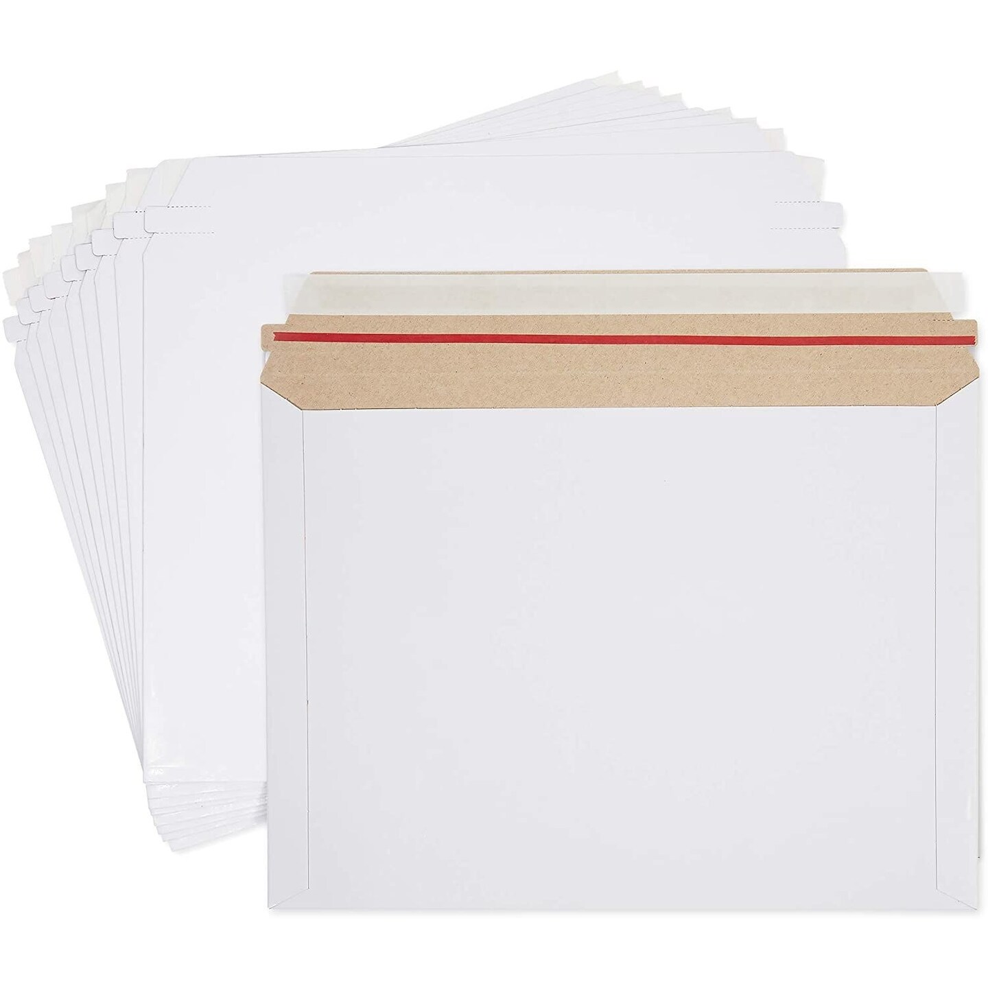 100 Pack Rigid Mailers with Self Sealing Flap, Stay Flat 9.5x12.5 Cardboard Envelopes for Shipping Documents, Magazines