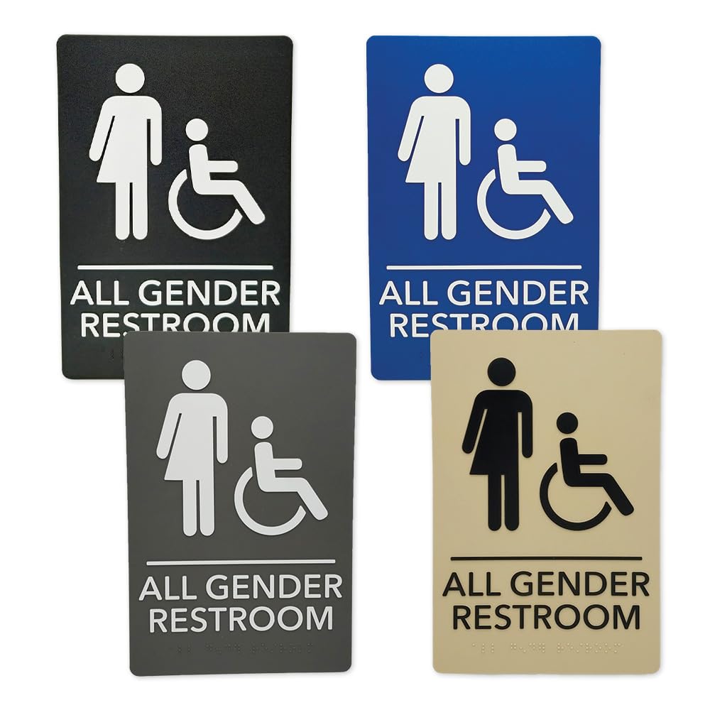 ADA-Compliant Wayfinding Signs – Durable, Non-Glare, Scratch-Resistant & Ready to Install. Featuring Grade 2 Braille & Raised Tactile Text, These Premade Signs Ensure Easy Compliance for Businesses 2 Pack
