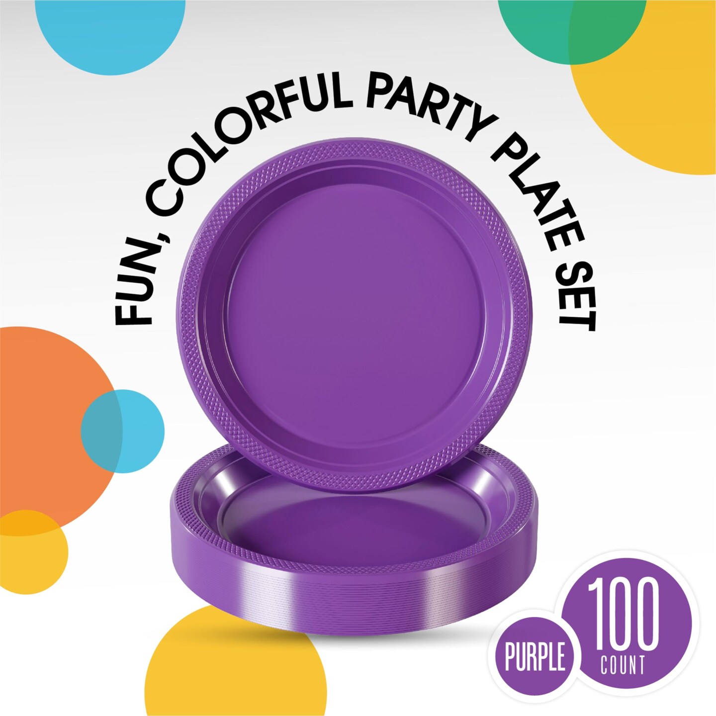 Party Solids Plastic Plates For Party Disposable Plates Heavy Duty Supplies 100 Pcs Plastic Dinnerware Sets Heavy Duty 350 GSM Disposable Dinnerware Set by Exquisite