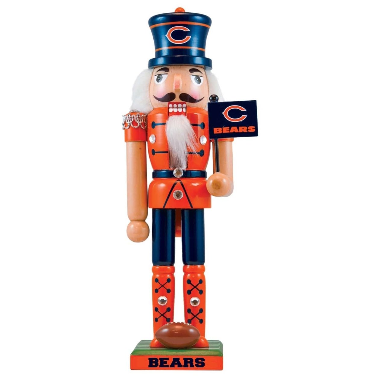 Chicago Bears Nfl Collectible Nutcracker Solid Wood Team Colors 14 Inch