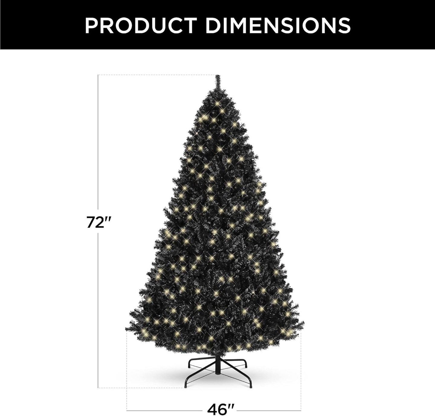 Artificial Christmas Tree Hinged Pine with 250 Lights, 1,000 Tips &#x26; Foldable Base Pre-Lit Outdoor Holiday Decor