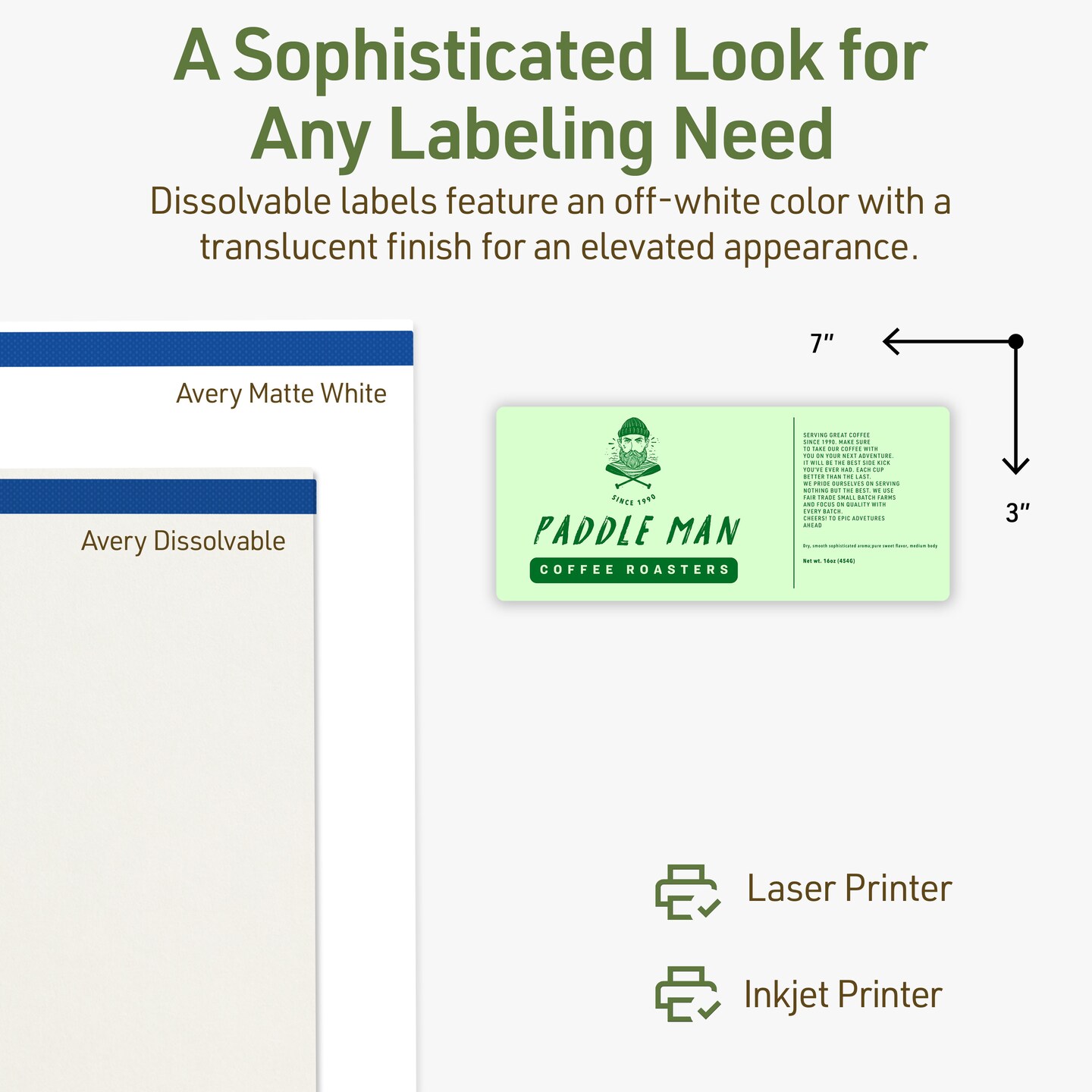 Avery Dissolvable Labels, 3&#x22; x 7&#x22; Rectangle