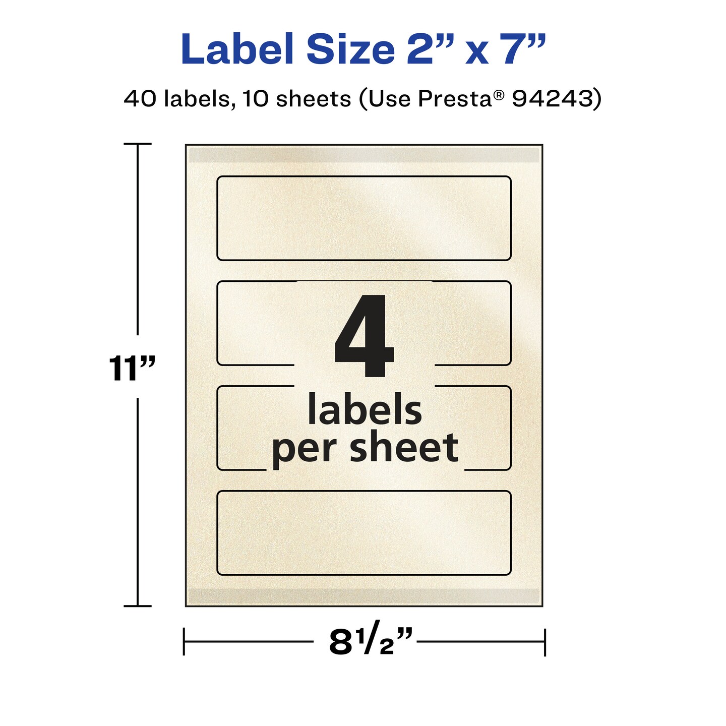 Avery Pearlized Ivory Rectangle Labels with Sure Feed Technology, Print-to-the-Edge, 2" x 7"