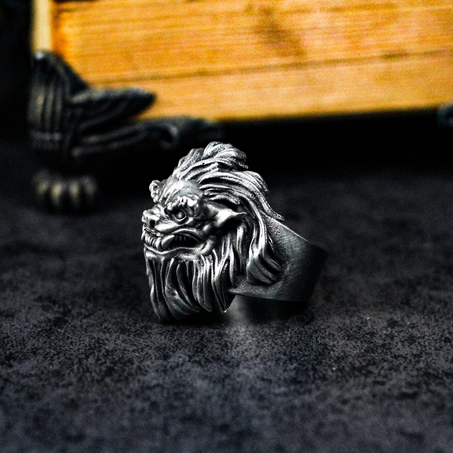 Lion 925 Silver Ring - Men's Animal Statement Ring | MakerPlace by