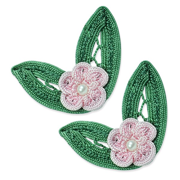 Fleurette with Leaves Applique/Patch Pack of 2
