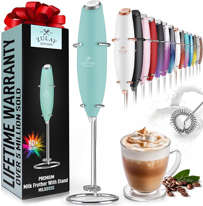 Zulay Kitchen Milk Frother Powerful Handheld Electric Whisk