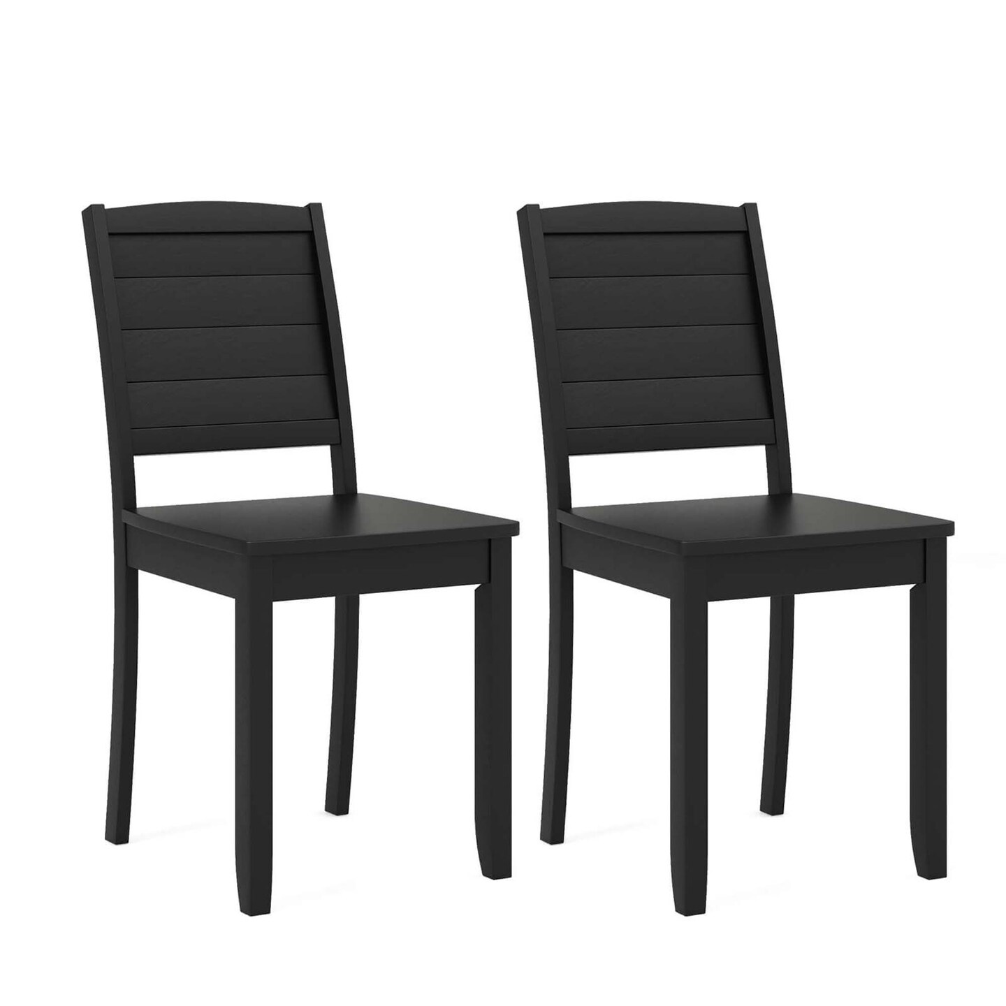Costway Armless Wood Dining Chair Set of 2 with Rubber Wood Legs Curved Backrest Kitchen White/Black