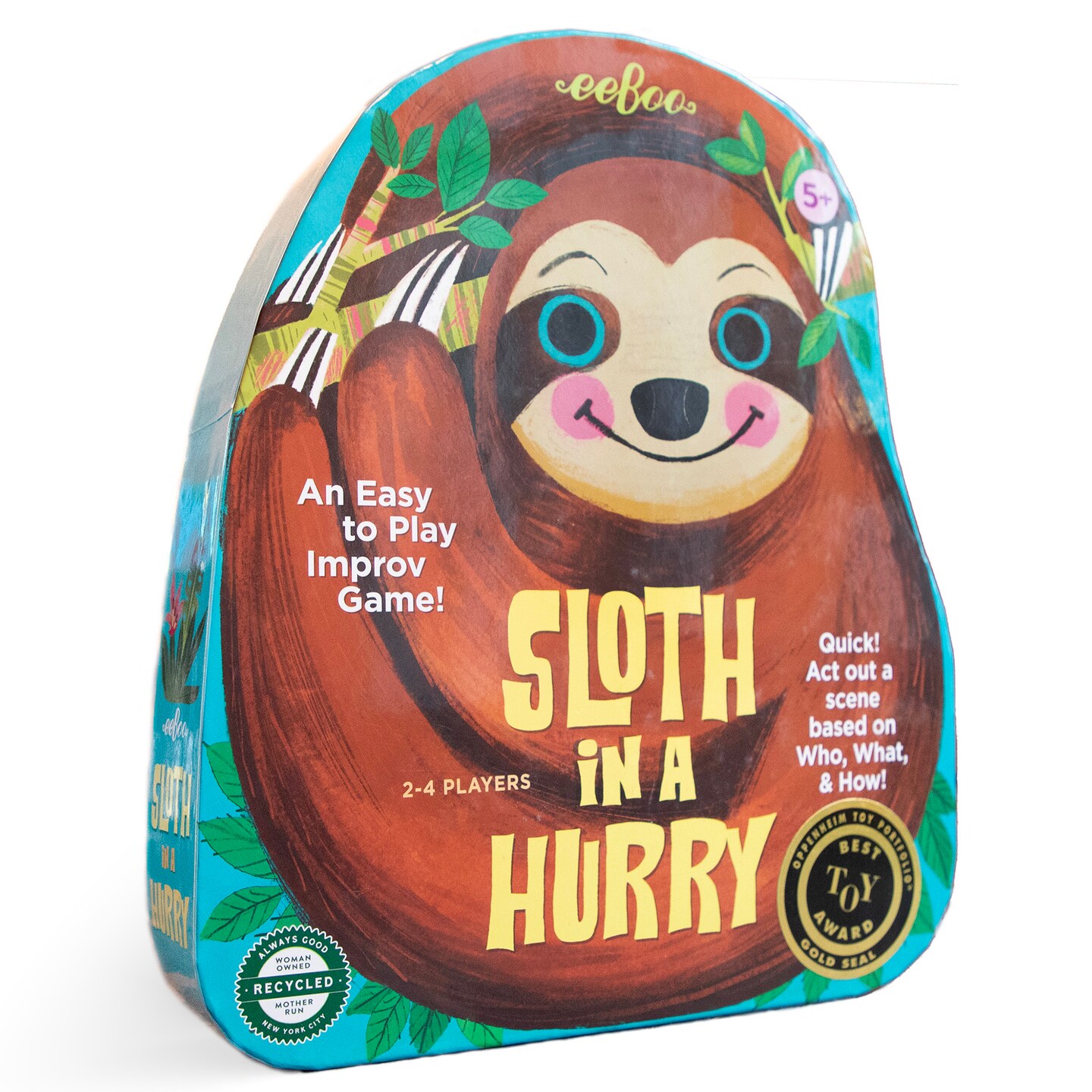 eeBoo Sloth In a Hurry Action Game, a fast-moving improv game,  3 Years and Up.