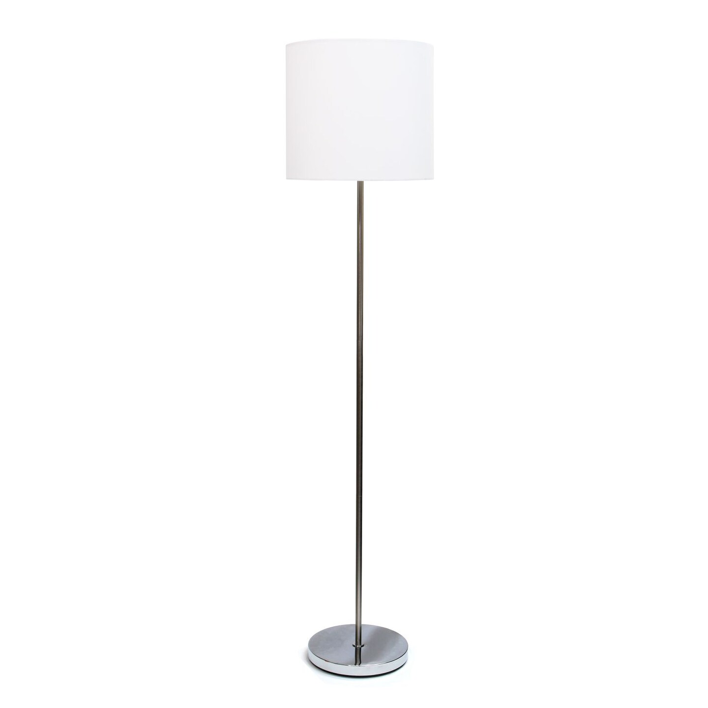 Mod Lighting and Decor Brushed Nickel-Finish Floor Lamp with Drum Shade - 58" - Silver and White