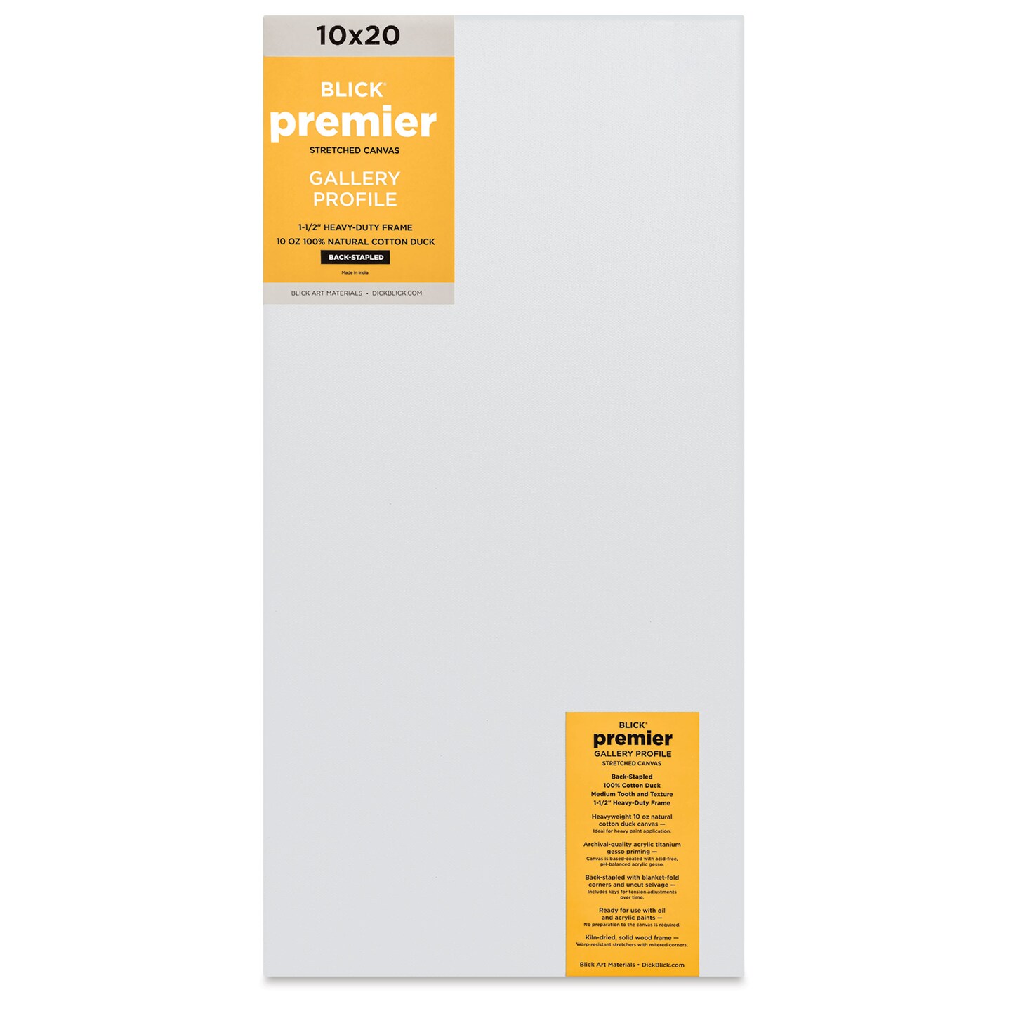 Blick Premier Stretched Cotton Canvas - Gallery Profile, Back-Stapled, 10" x 20"