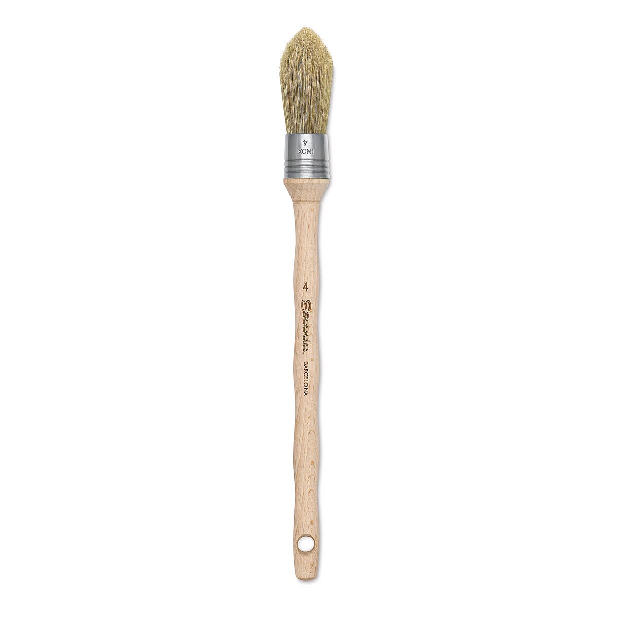 Escoda Natural Bristle Brushes - Round Oval, Size 4, Long Handle