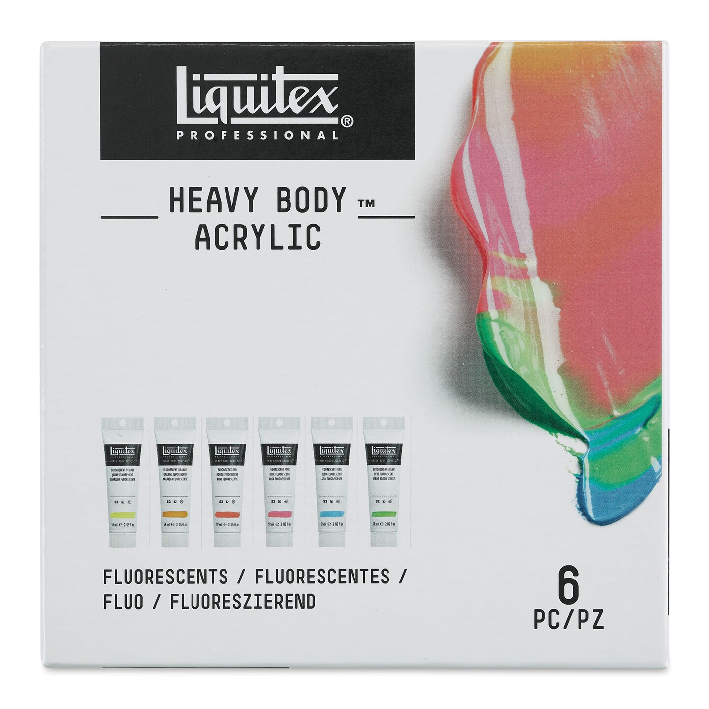 Liquitex Professional Heavy Body Acrylics - Set of 6, Fluorescent Colors, 59 ml