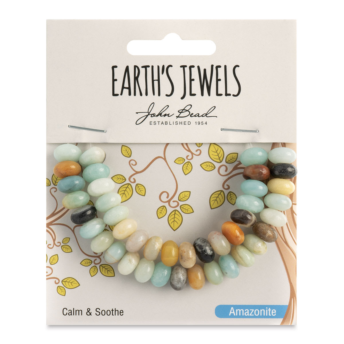 John Bead Earth's Jewels Amazonite Beads - Donut Rondelle, 5 mm x 8 mm, 41 beads